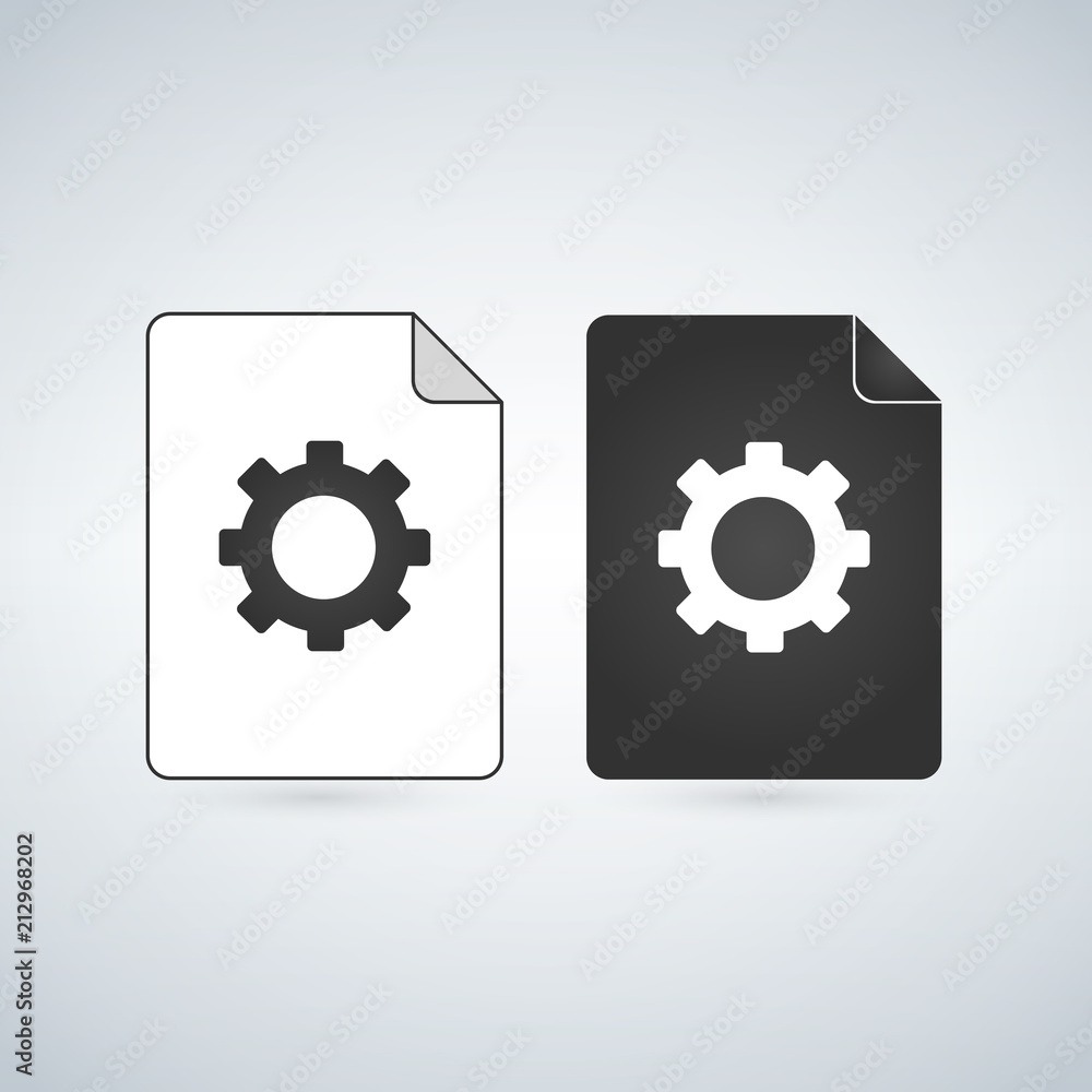 Poster document file vector icon with gear. settings concept. flat sign for mobile concept and web design. 