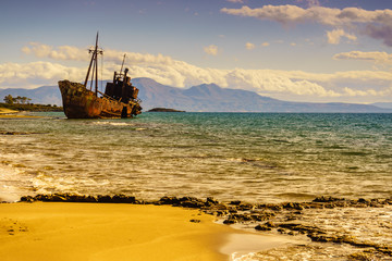 The famous shipwreck near Gythio Greece