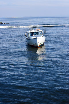 Classic Fishing Boast On New England Harbor Coast