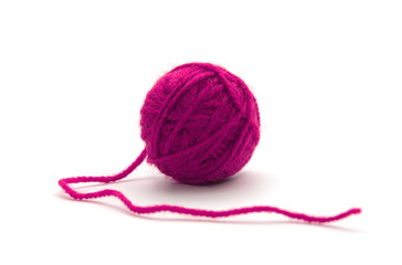 Ball of yarn on white background
