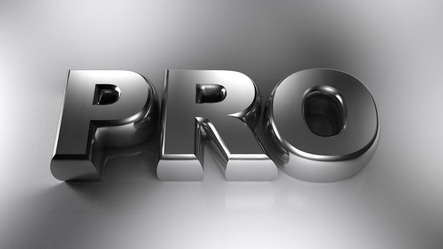 PRO chromed write on white surface - 3D rendering