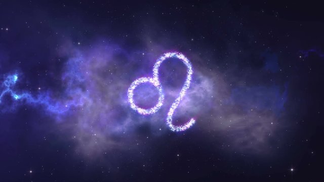 zodiac sign Lion forming from the stars with space background