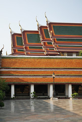 Fototapeta na wymiar Wat Suthat Principal Wihan in Bangkok. Kingdom of Thailand