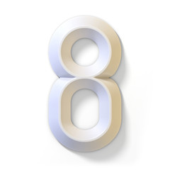 White dimensional font number 8 EIGHT 3D