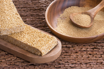 Grains and amaranth bar (Amaranthus)