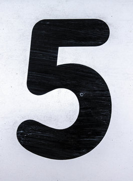 Written Wording in Distressed State Typography Found Number Five 5 