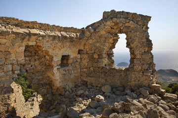 Ruins of Monolithos castle. Rhodes island. Greece