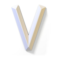 White dimensional font LETTER V 3D