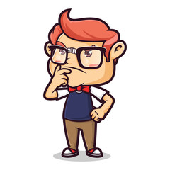 Obraz premium Nerd Geek Thinking