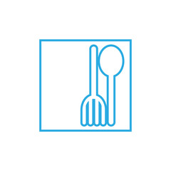 Square with fork and spoon logo line art design