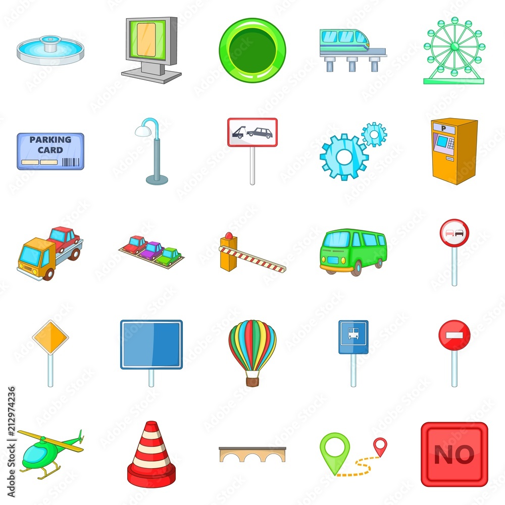 Poster navigation icons set. cartoon set of 25 navigation vector icons for web isolated on white background