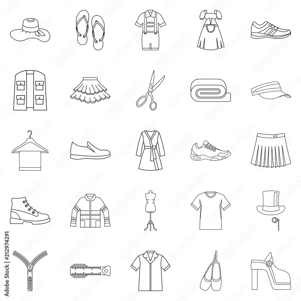 Poster stitching icons set. outline set of 25 stitching vector icons for web isolated on white background