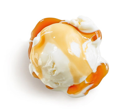 vanilla ice cream with caramel sauce