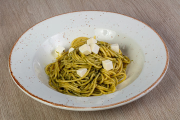 Pasta with pesto sauce