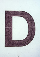 Written Wording in Distressed State Typography Found Letter D
