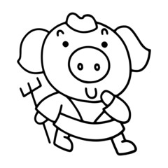 Piggy in Journey to the West, the Chinese Mythology Novel Tale