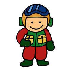 Pilot boy cartoon illustration isolated on white background for children color book