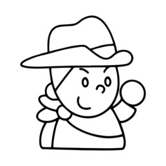 Cowboy cartoon illustration isolated on white background for children color book