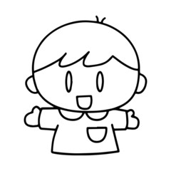 Little boy cartoon illustration isolated on white background for children color book