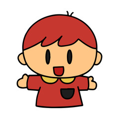 Little boy cartoon illustration isolated on white background for children color book