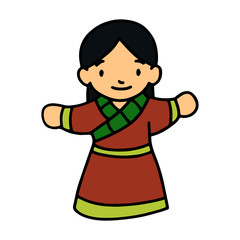 Little girl cartoon illustration isolated on white background for children color book