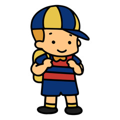 Little boy cartoon illustration isolated on white background for children color book