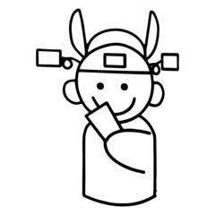 Chinese people cartoon illustration isolated on white background for children color book