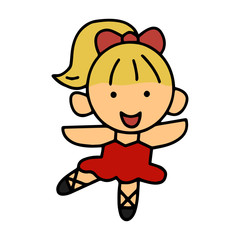 Ballet girl cartoon illustration isolated on white background for children color book
