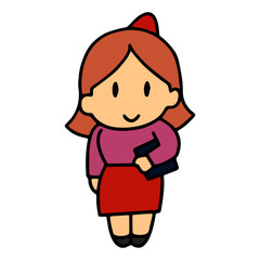 Secretary cartoon illustration isolated on white background for children color book