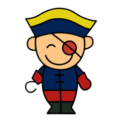 Little boy cartoon illustration isolated on white background for children color book