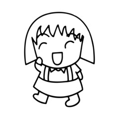 Little girl cartoon illustration isolated on white background for children color book