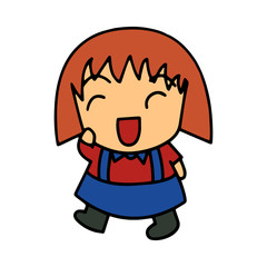 Little girl cartoon illustration isolated on white background for children color book