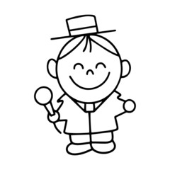 MC boy cartoon illustration isolated on white background for children color book