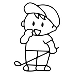 Golf Boy cartoon illustration isolated on white background for children color book