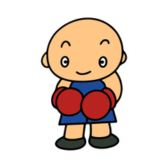 Boxing fighter cartoon illustration isolated on white background for children color book