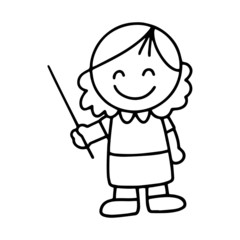 Teacher cartoon illustration isolated on white background for children color book