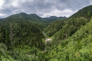 Fototapeta na wymiar View of Taltsinsky Peak, Khamar-Daban Range