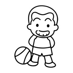 Sport Boy cartoon illustration isolated on white background for children color book