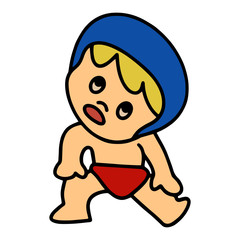 Swimming boy cartoon illustration isolated on white background for children color book