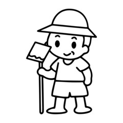 Farmer cartoon illustration isolated on white background for children color book