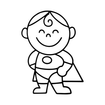 Handsome superhero cartoon illustration isolated on white background for children color book