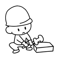 Builder  cartoon illustration isolated on white background for children color book