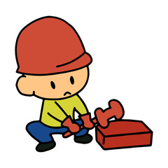 Builder  cartoon illustration isolated on white background for children color book
