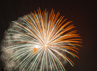 White and Orange Fourth of July Fireworks on Lake Sawyer in Washington State