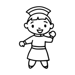 Mongolian kid cartoon illustration isolated on white background for children color book