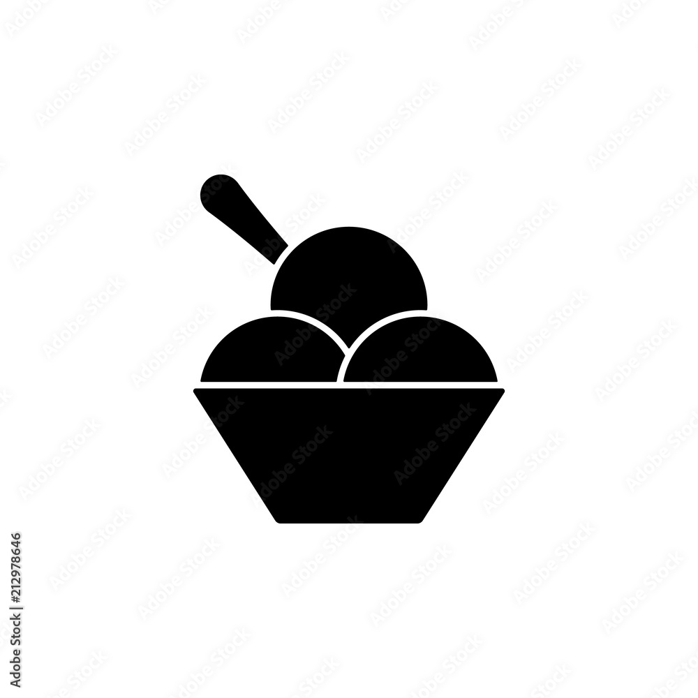 Poster frozen balls in a saucer icon. element of ice cream icon for mobile concept and web apps. glyph styl