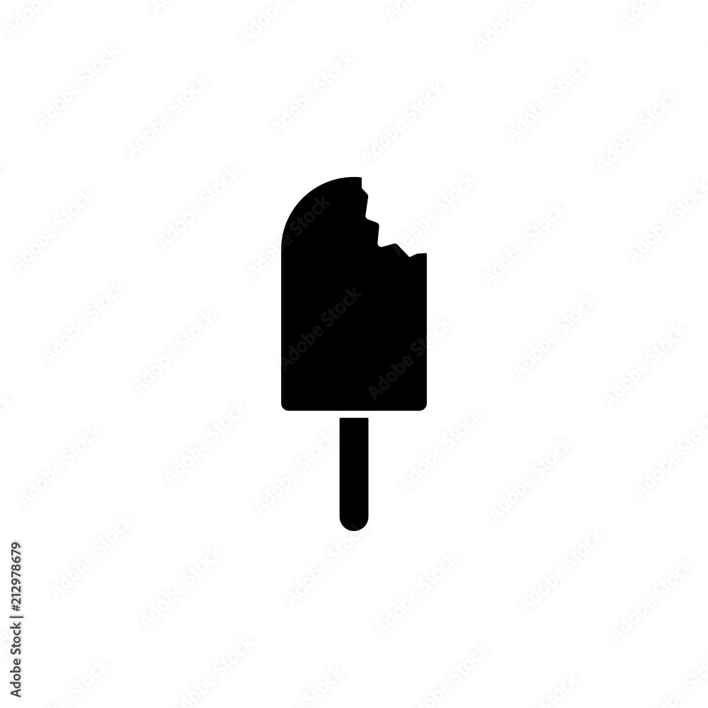 Poster bitten ice cream on a stick icon. element of ice cream icon for mobile concept and web apps. glyph s