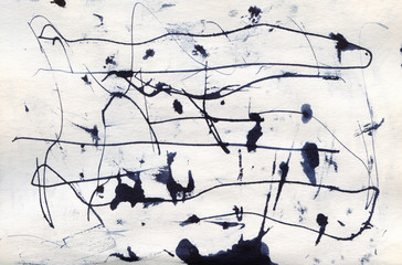 Abstract ink painting, artistic black on the paper