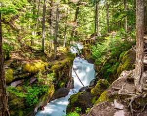 A panoramic view of Upper Avalanche Gorge during the late spring runoff using an ND filter and long...