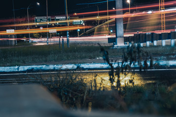 Car trails in city